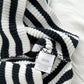 White + Warren Navy White Heavy Knit Stripe Mock Neck Sweater (XS)