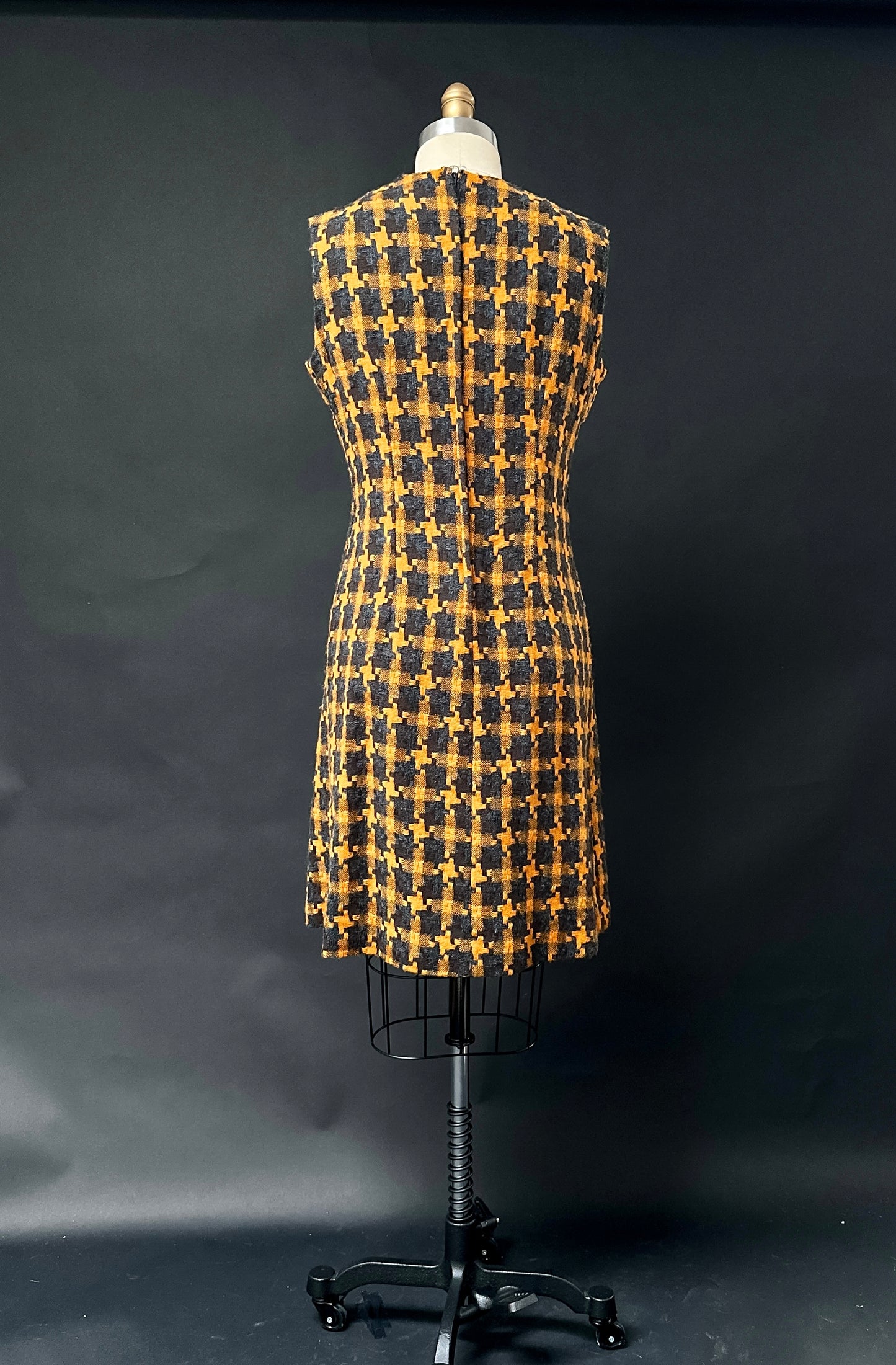 Vintage 60s Kenny Classics Golden Yellow Check Sheath Dress