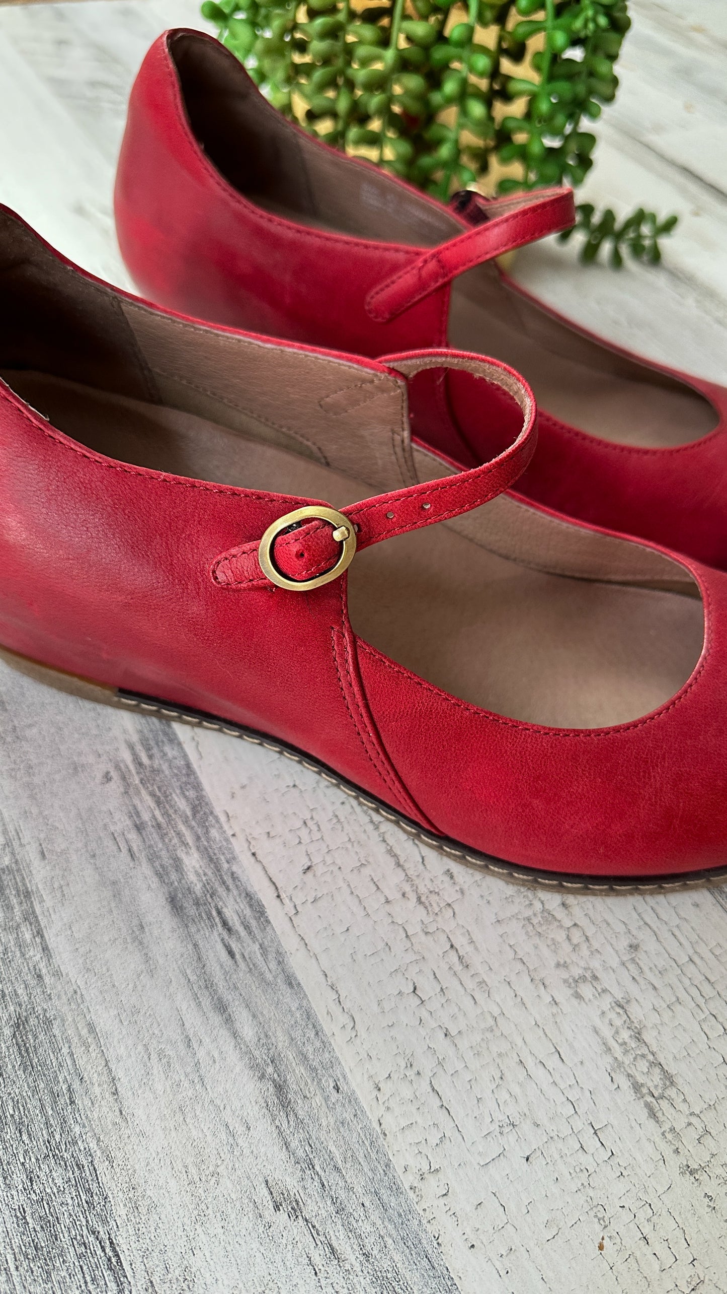 NEW Dansko Red Leather Loralie Mary Jane Wedge Shoes (41 or 10)