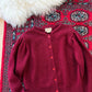 Vintage 80s Emotions Dark Red Acrylic Cardigan Sweater (M)