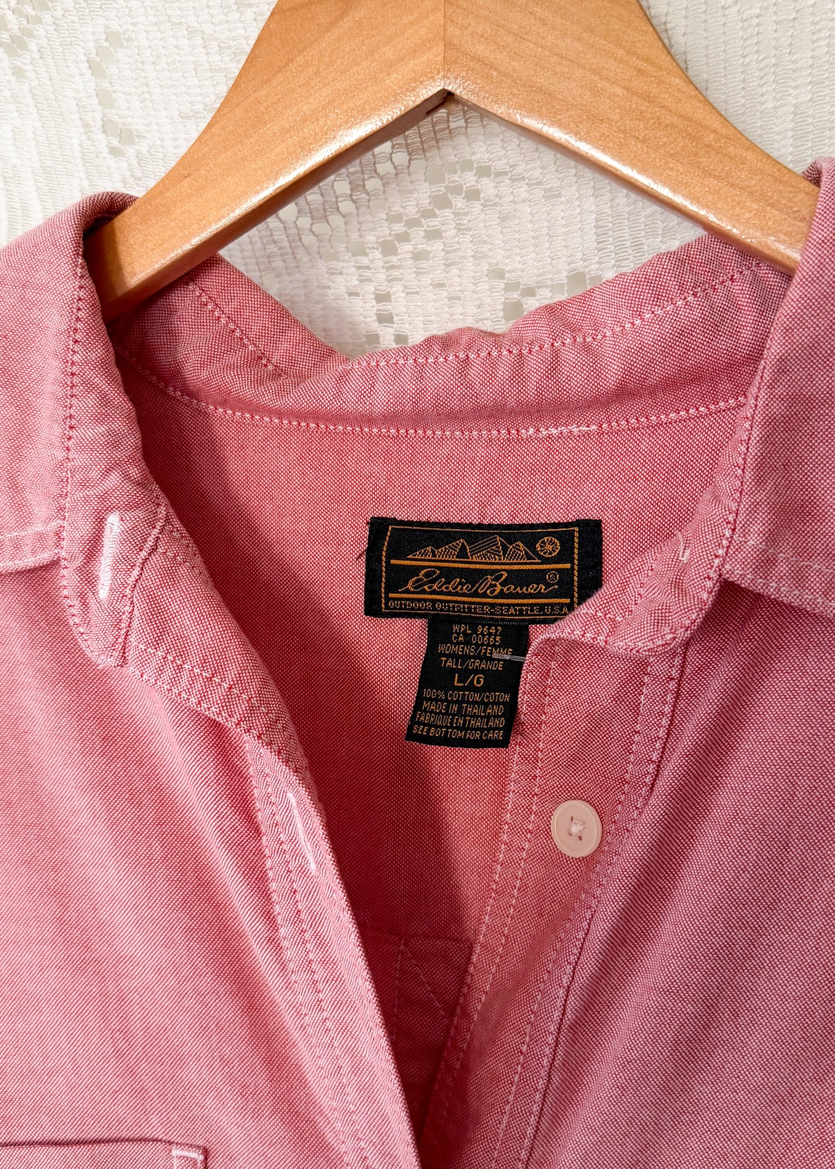 Vintage 90s Eddie Bauer Red Chambray Maxi Shirt Dress (L)
