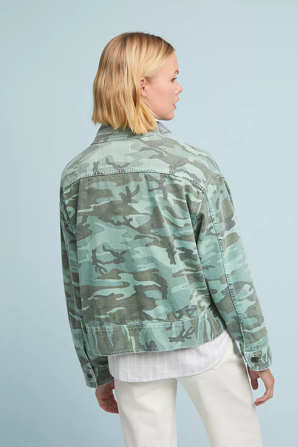 Anthropologie Amo Army Patch Green Camo Jacket (M)