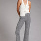 Anthropologie Maeve Black White Daisy Flower Kick Flare Pants (M)