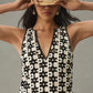 Anthropologie Maeve V-Neck Crochet Black Cream Flower Dress (M)