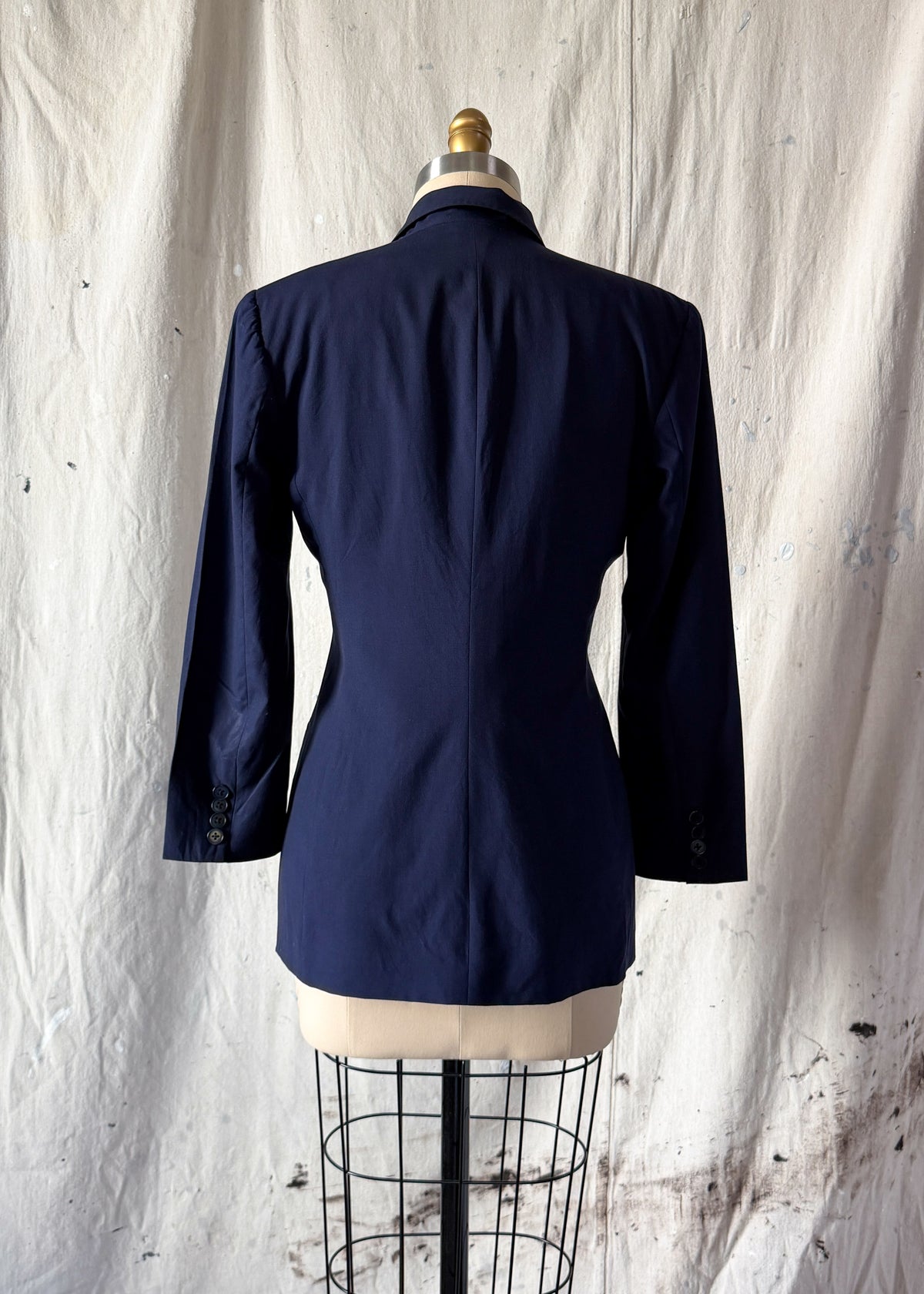 Vintage 90s Ralph Lauren Collection Purple Label Navy Wool Fitted Blazer Jacket