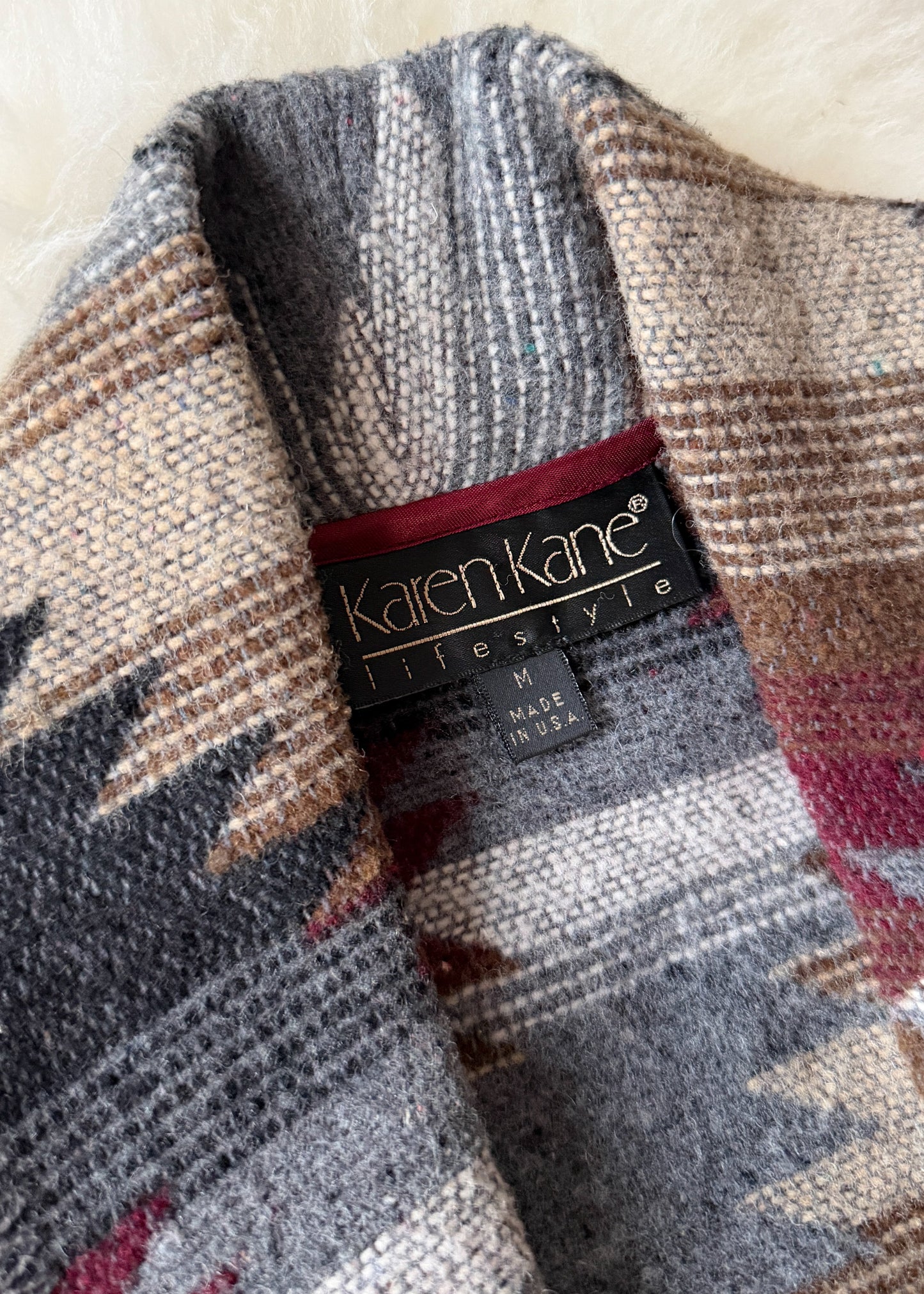 Vintage 90s Karen Kane USA Wool Blend Oversized Blanket Jacket Blazer (M)