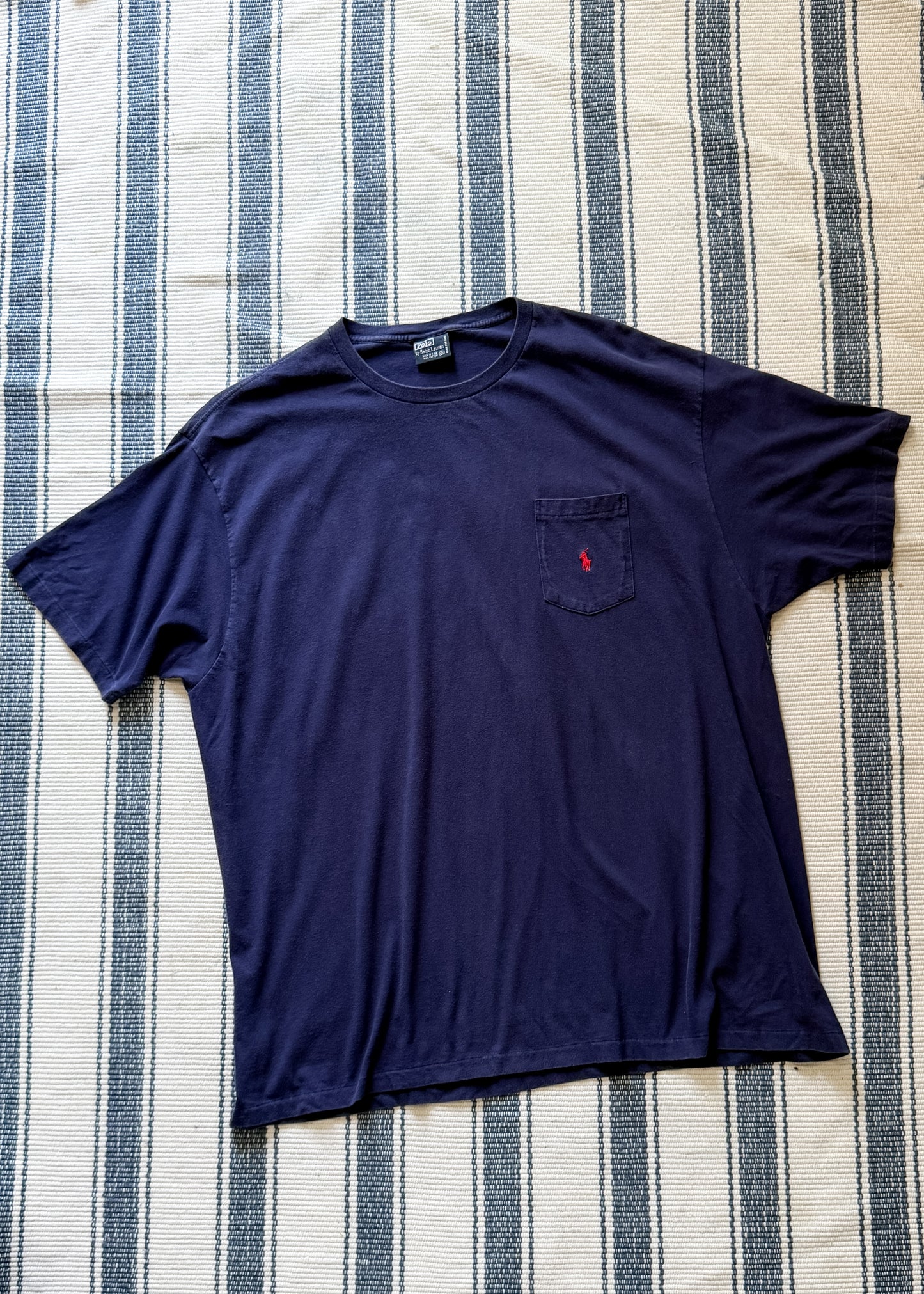 Vintage 90s Navy Crewneck Pocket T-Shirt (men's XXL)