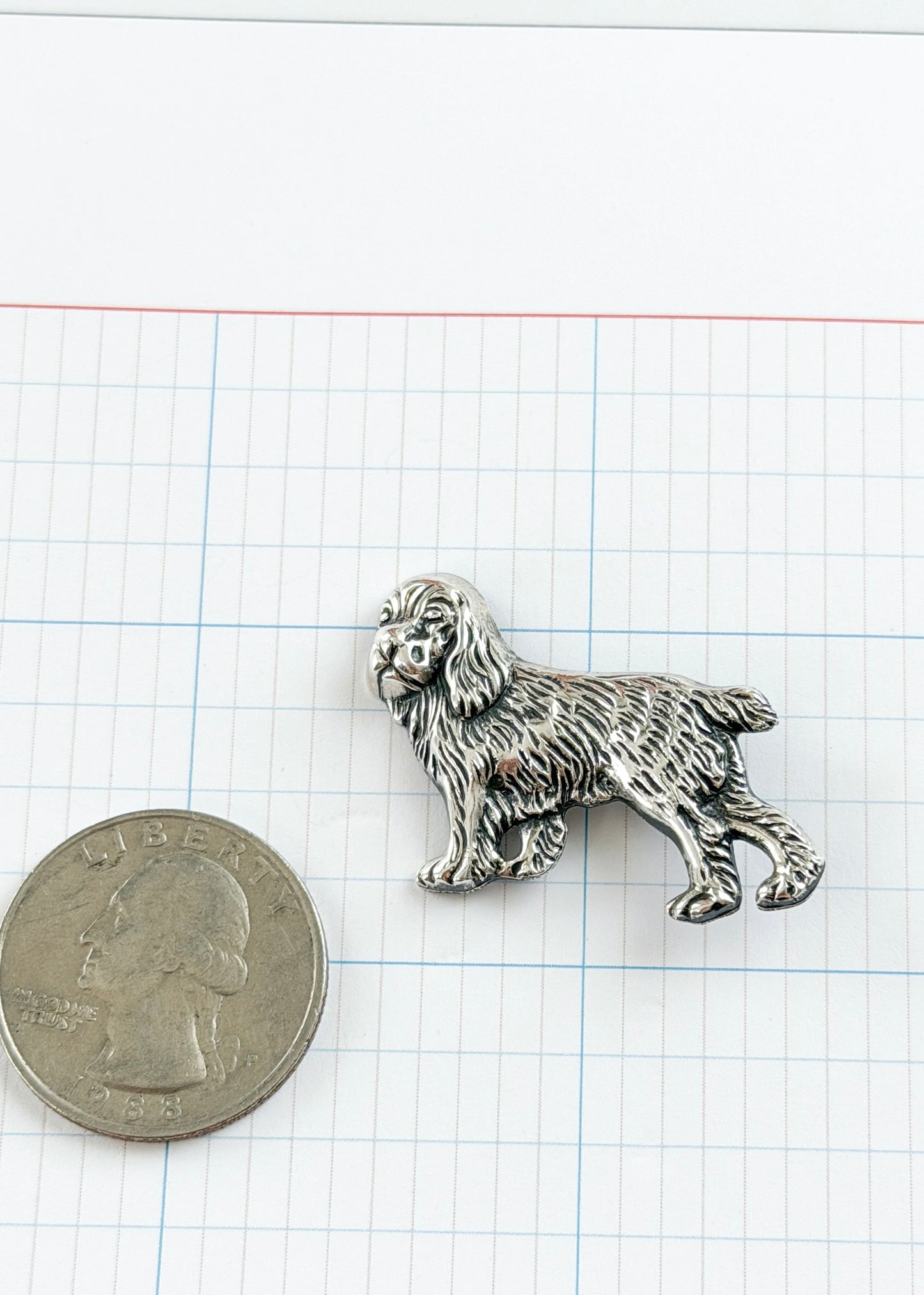 Vintage Beau Sterling Silver Spanial Dog Brooch | Mid-Century Animal Pin