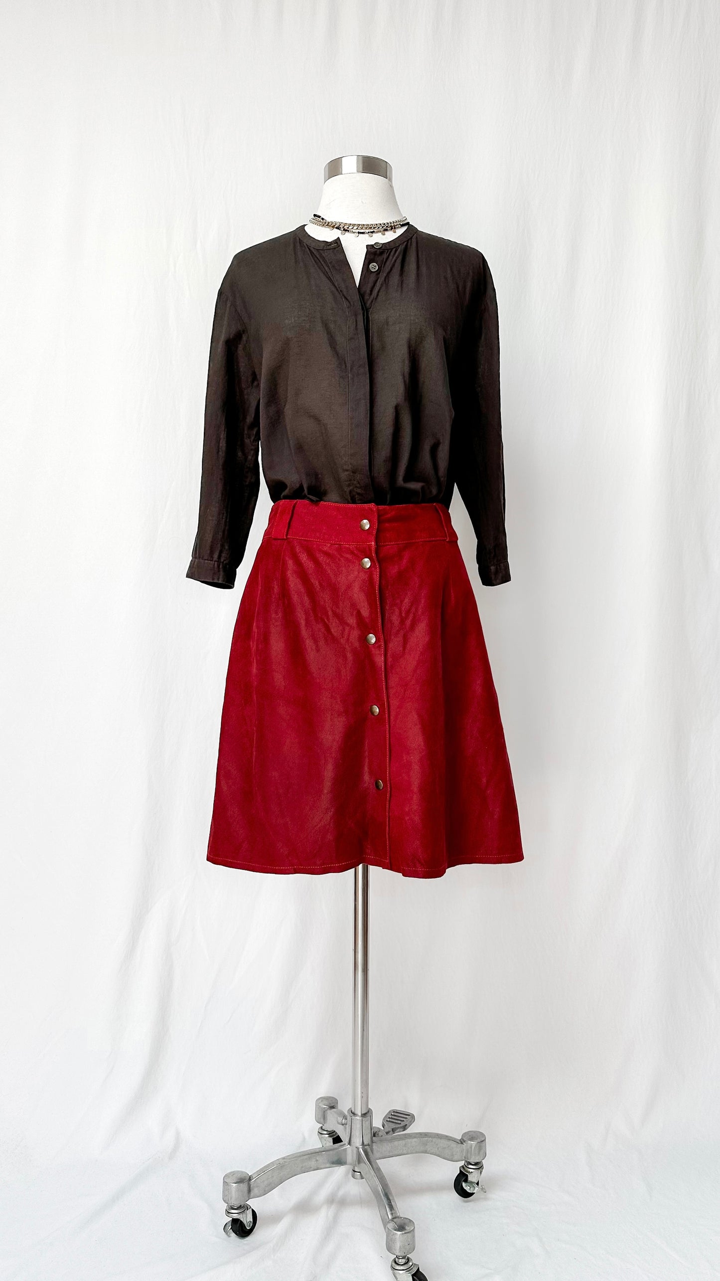 Vintage Nazareno Gabrielli Dark Red Soft Leather Skirt (IT 46 or US 8)