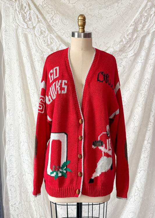 RARE Vintage 90s Belle Pointe Ohio State University Football Sloopy Knit Cardigan