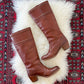 FRYE Jane Stitch Dark Brown Redwood Leather Riding Boots 77230  (8.5)