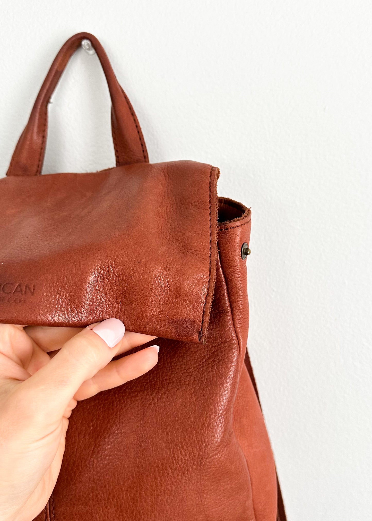 American Leather Co. Brown Leather Backpack Purse