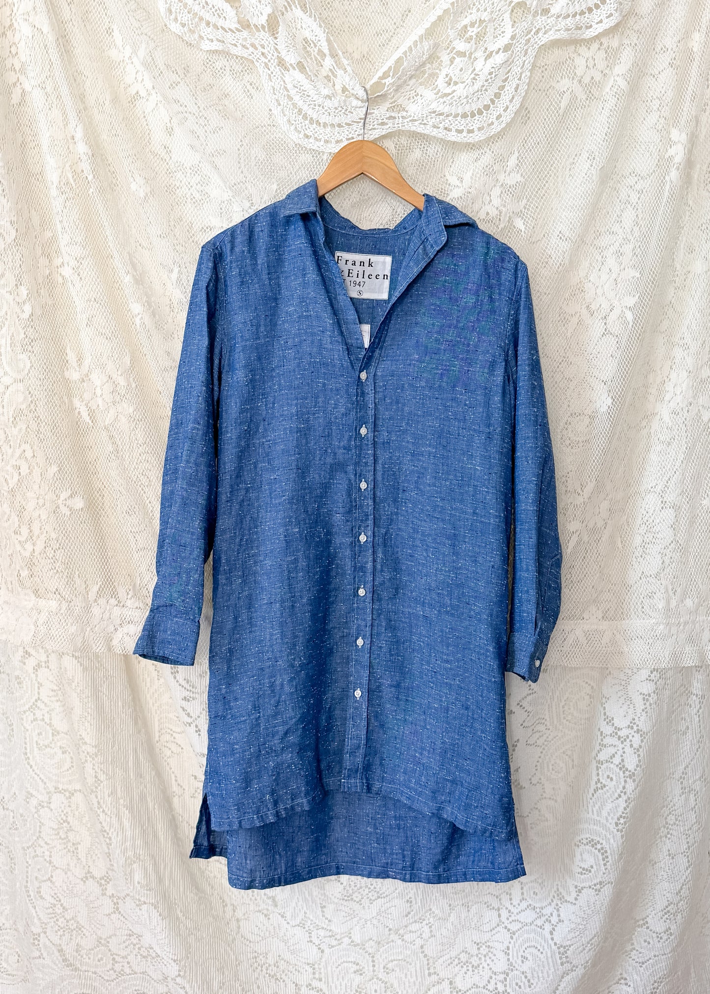 Frank & Eileen Hunter Shirt Dress in Blue Linen Speckle