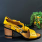 Fendi Yellow Leather Sandals Block Heels (39 or 8.5)