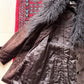 Vintage Chocolate Brown Suede Leather & Mongolian Lamb Fur Collar Penny Lane Coat (M)
