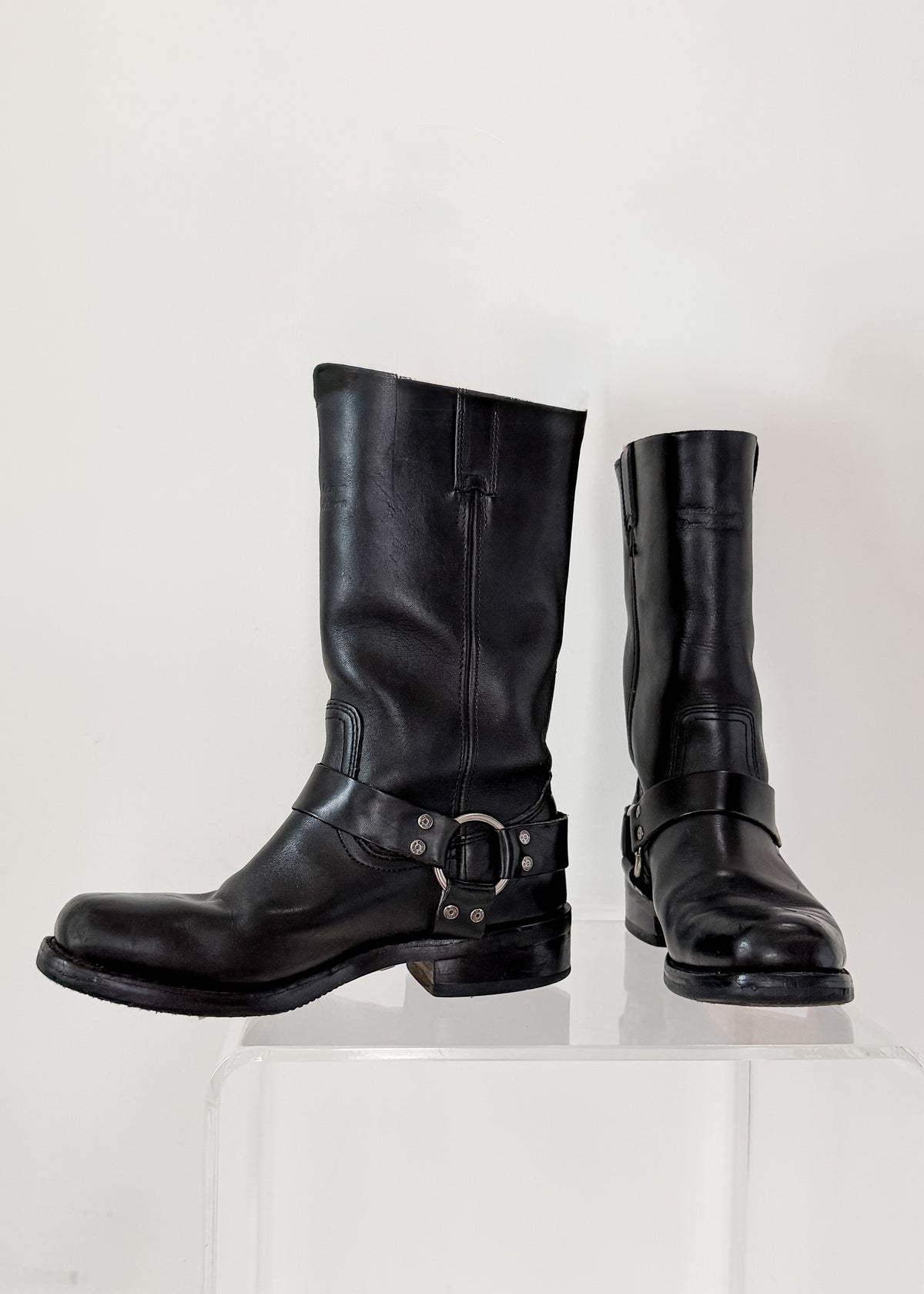 Harley-Davidson Black Leather Harness Motorcycle Biker Boots (men’s 9 US)