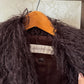 Vintage Chocolate Brown Suede Leather & Mongolian Lamb Fur Collar Penny Lane Coat (M)