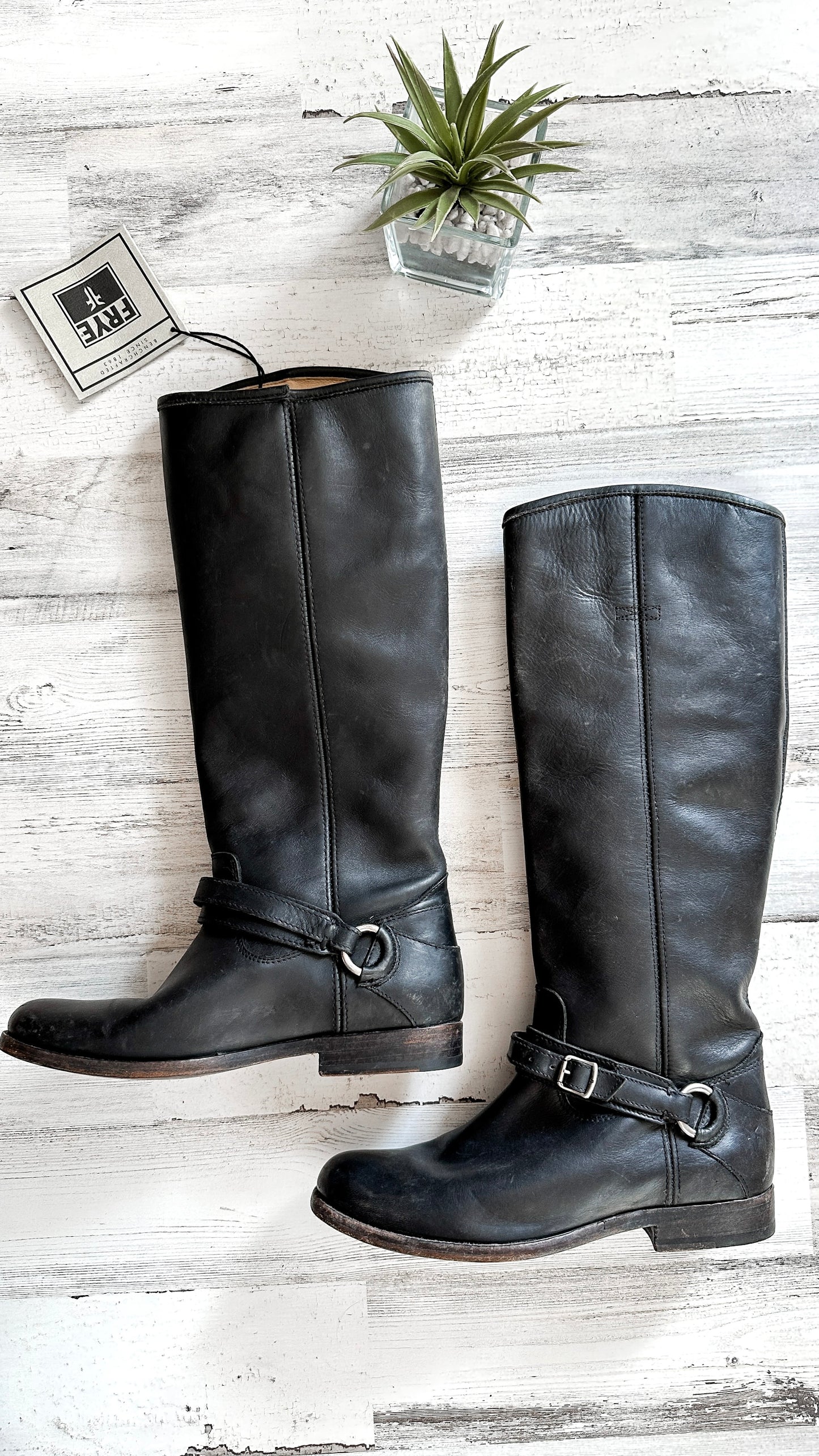 NWT FRYE Phillip Ring Tall Black Leather Boots (7.5)