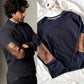 Billy Reid Dover Sweatshirt with Leather Elbow Patches in Dark Midnight (men's L)