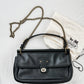 Coach City Willis Black Leather Turn Lock Shoulder Purse with Chain Long Strap 22062