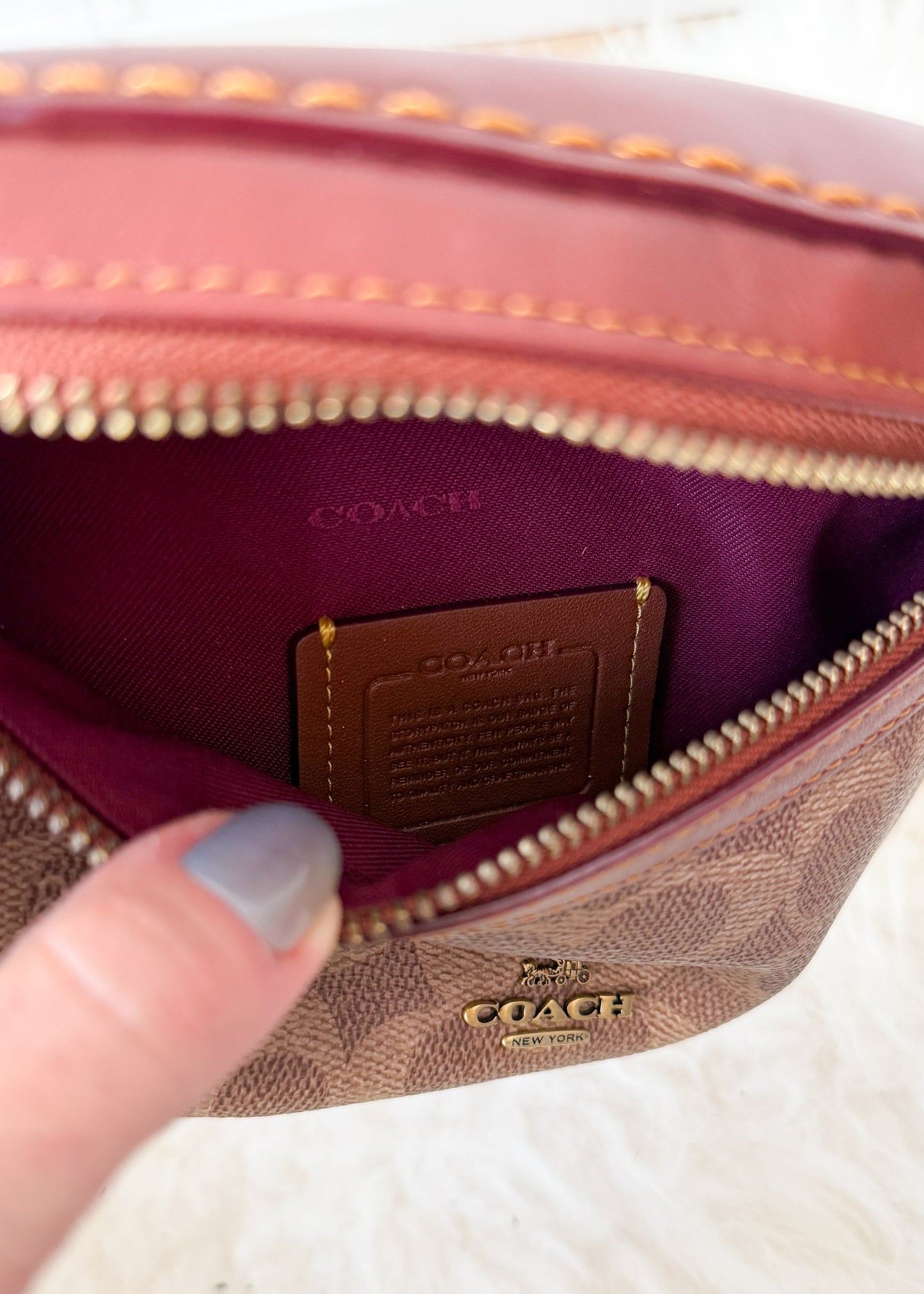 NEW Coach Bethany Belt Bag in Signature Canvas Brown Leather