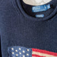 Vintage 00s Polo Ralph Lauren RL67 American Flag Linen Cotton Rolled Neck Sweater