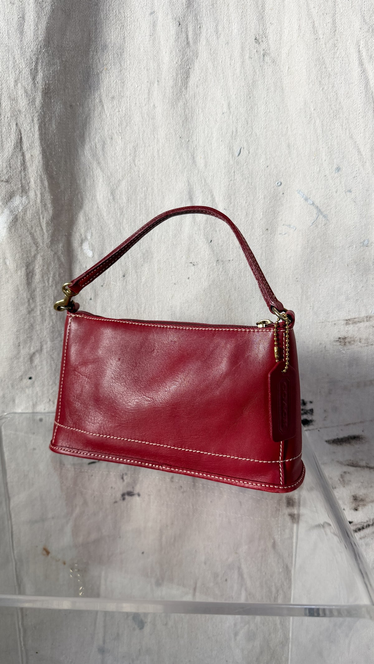 Vintage Coach Red Leather Bleeker Demi Purse # 9311