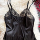 Vintage 80s Black Lace Rosette Lingerie Camisole Top (34 or S)