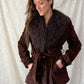 Vintage Chocolate Brown Suede Leather & Mongolian Lamb Fur Collar Penny Lane Coat (M)