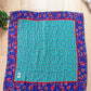 Vintage 80s Yves Saint Laurent Turquoise and Purple Floral Silk Square Scarf 32x32
