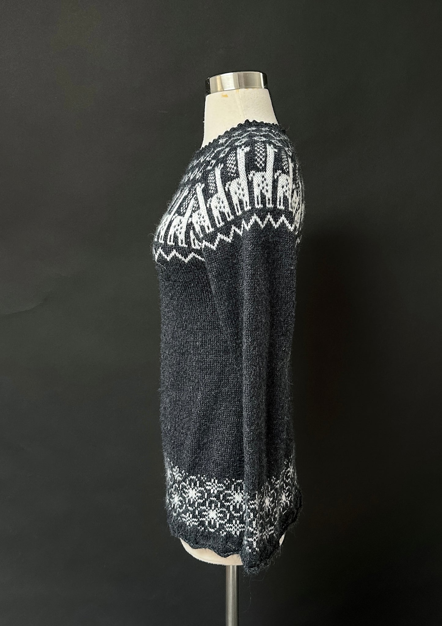 Gray and White Alpaca Knit Sweater (S)