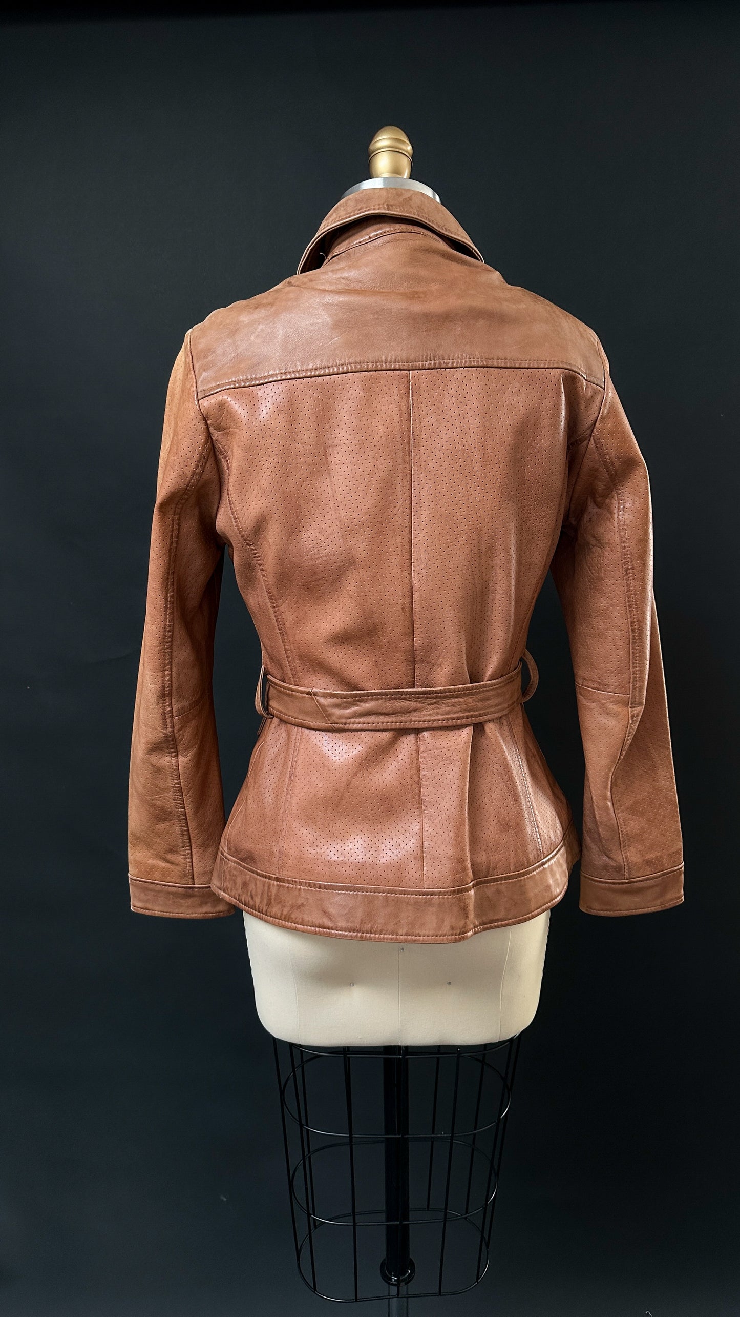 Vintage Scully Light Brown Belted Leather Jacket (S)