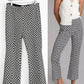 Anthropologie Maeve Black White Daisy Flower Kick Flare Pants (M)