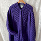 Vintage Aran Crafts Ireland Purple Merino Wool Cable Knit Cardigan (XL)