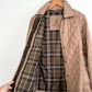 L.L. Bean Khaki Light Brown Quilted Green Corduroy Trim Riding Chore Jacket