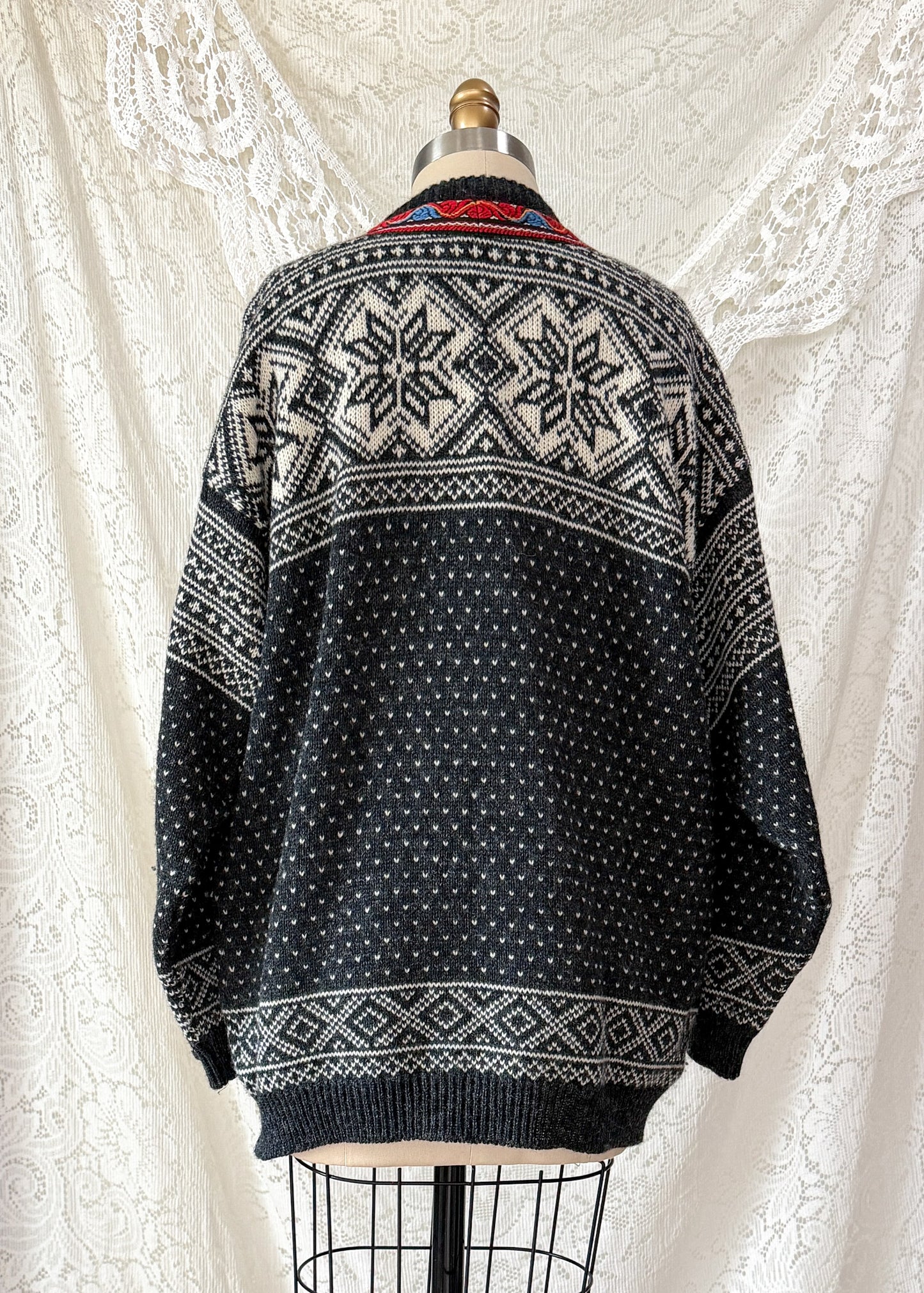 Vintage 90s Sweater Market Copenhagen Fair Isle Nordic Cardigan Sweater (L)