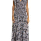 Cinq à Sept Kris Chiffon Dress in Raven Paisley Navy Blue Chiffon Smocked Maxi