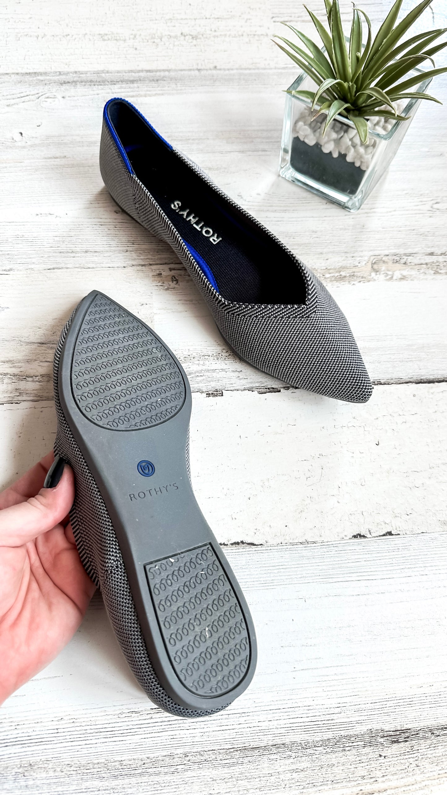 NEW Rothy’s Cloud Gray Birdseye Point Flat Shoes (8.5)