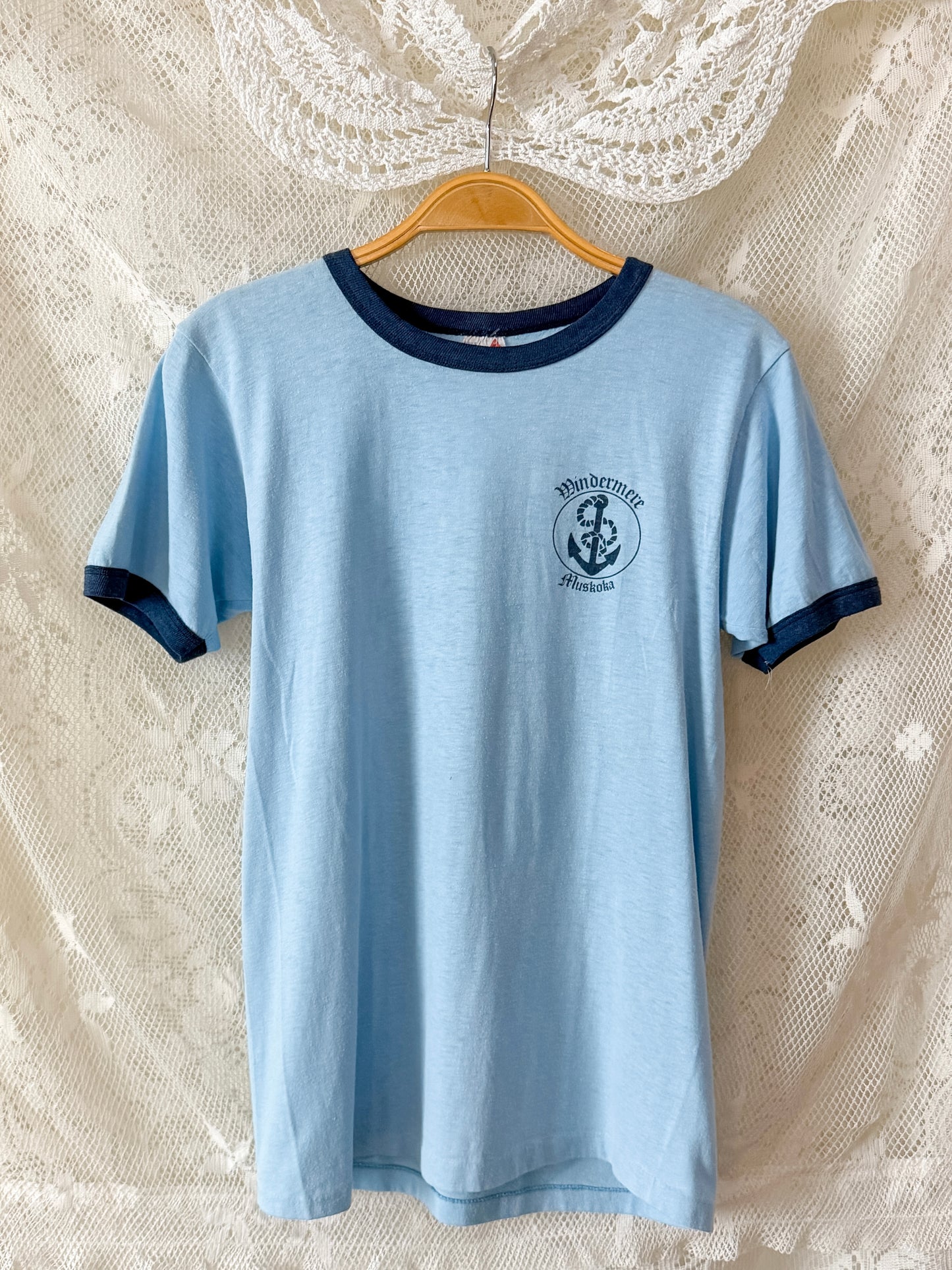 Vintage 80s Windermere Muskoka Canada Blue Ringer Penmans Tee Shirt