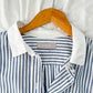 Everlane Must-Have Silky Cotton Mariner Blue and White Stripe Button Down Top (16)