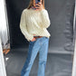 Yarnworks Handknit Cozy Cream Heavy Knit Roll Neck Sweater (M)