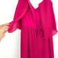 Vintage Chisholm Halle Magenta Dark Pink Pleated Cape Top Dress (M)