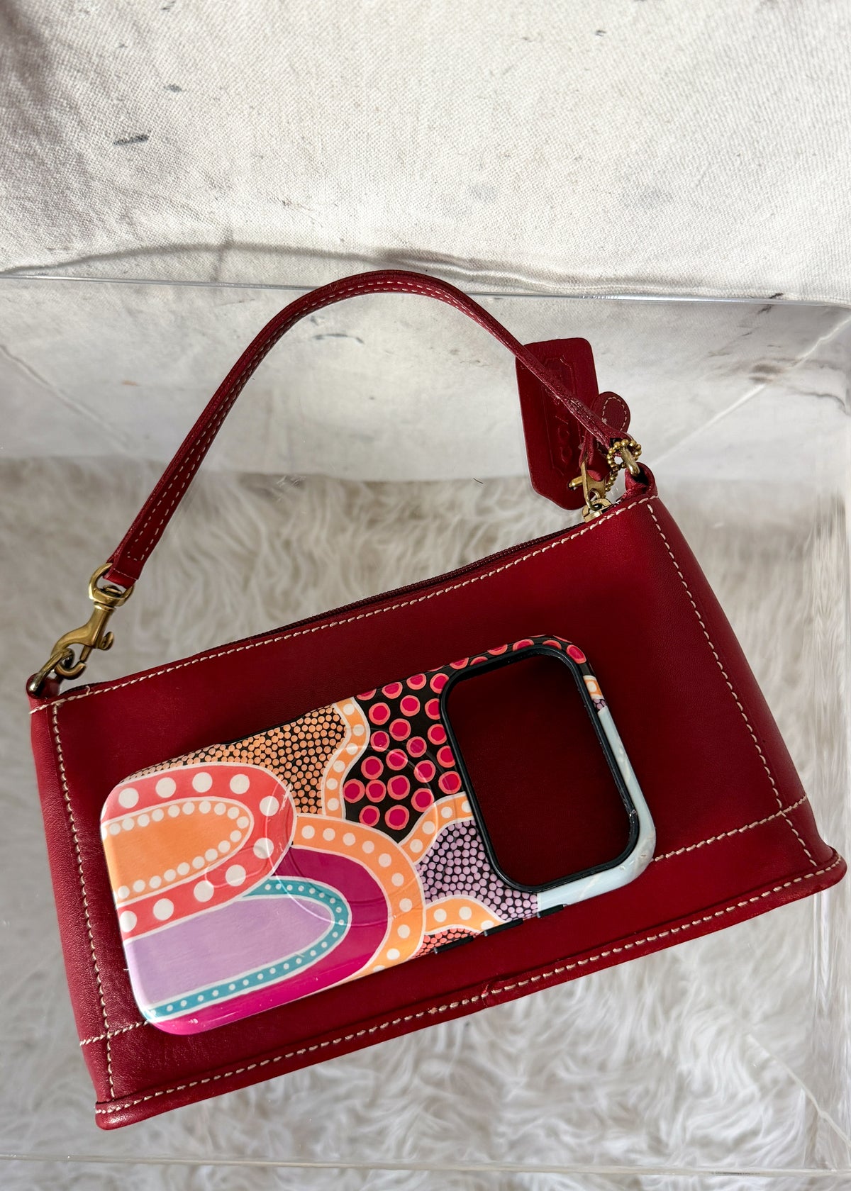 Vintage Coach Red Leather Bleeker Demi Purse # 9311