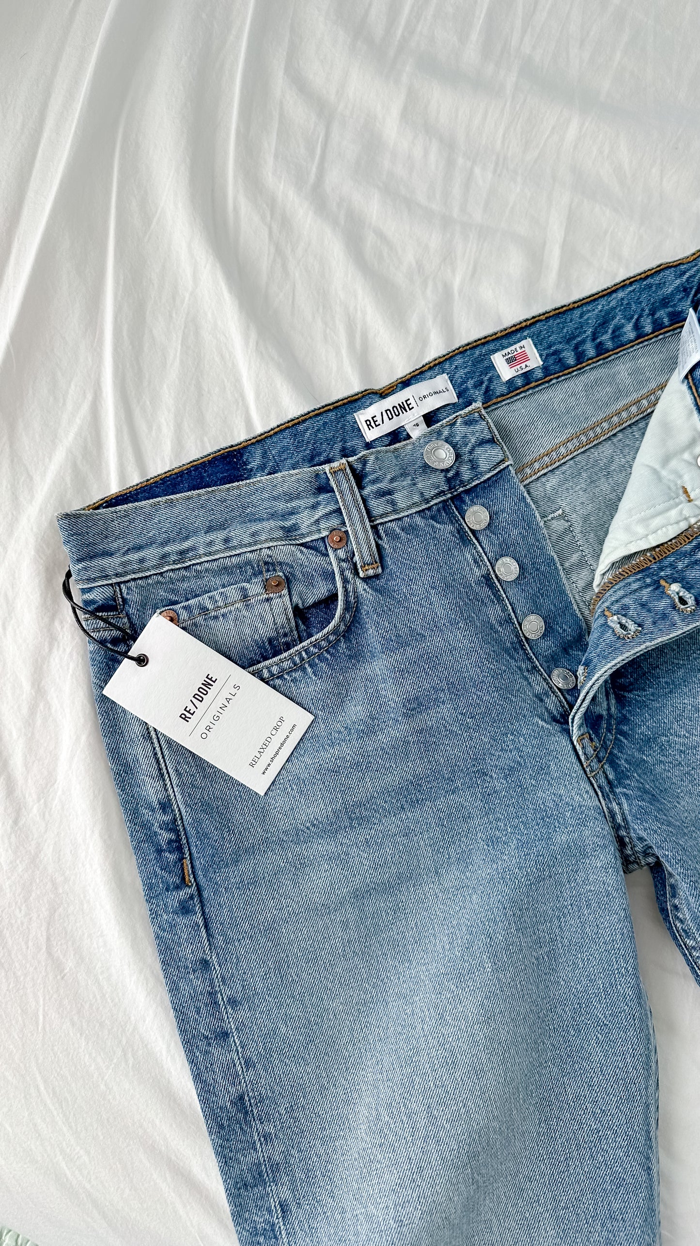 NEW RE/DONE Relaxed Crop Denim Jeans in Carpenter (26/4)