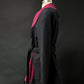 Black Fringe Trim Tie Belt Camel Hair Cardigan Sweater