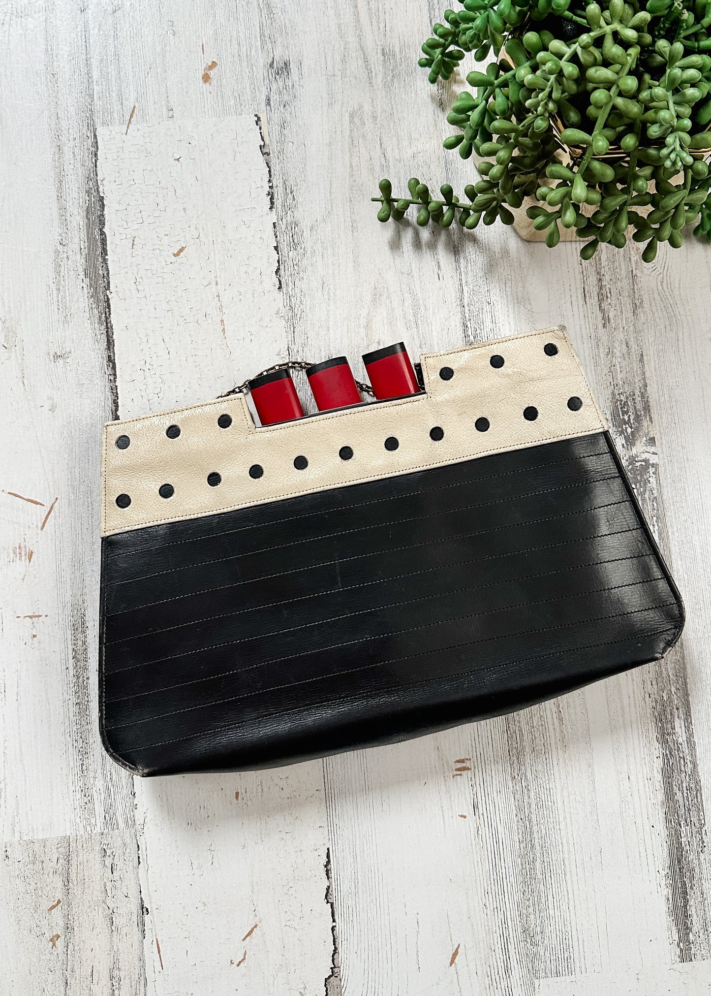 Vintage 80s Steamboat Leather Clutch Purse