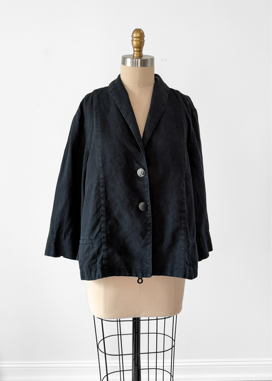 J.Jill Black Linen Summer Blazer Jacket