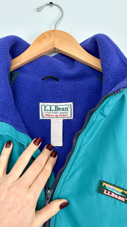 Vintage 90s L.L. Bean Warm Up Jacket USA Teal and Purple Fleece (mens L)