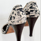 *Rare!* Vintage 2003 Chanel Black Cream D'orsay Print Round Toe Ankle Strap Heels (39)