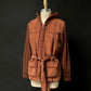 Vintage 1970s Brown Suede Patchwork and Knit Belted Jacket (L)